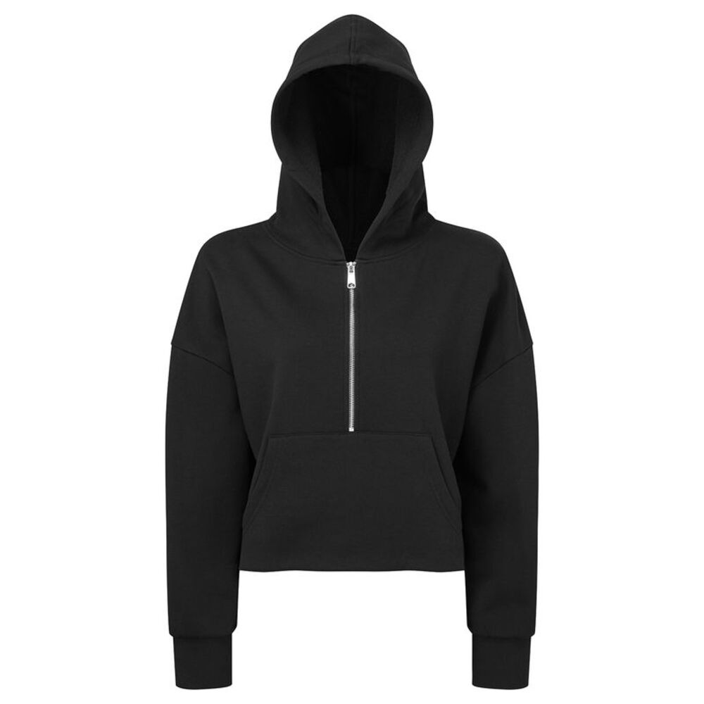 TriDri Womens/Ladies Half Zip Hoodie / Black